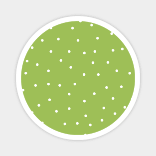 White Polka Dots on Green Background Magnet